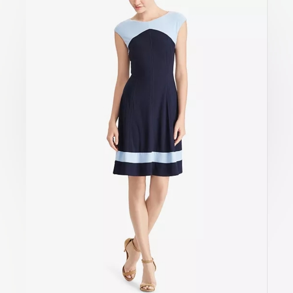 American Living Two-Tone Navy and Cream Dress